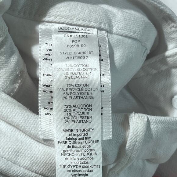 Good American Women’s 4/27 Good Straight White Jeans Raw Hem High Rise Stretch - Picture 4 of 10